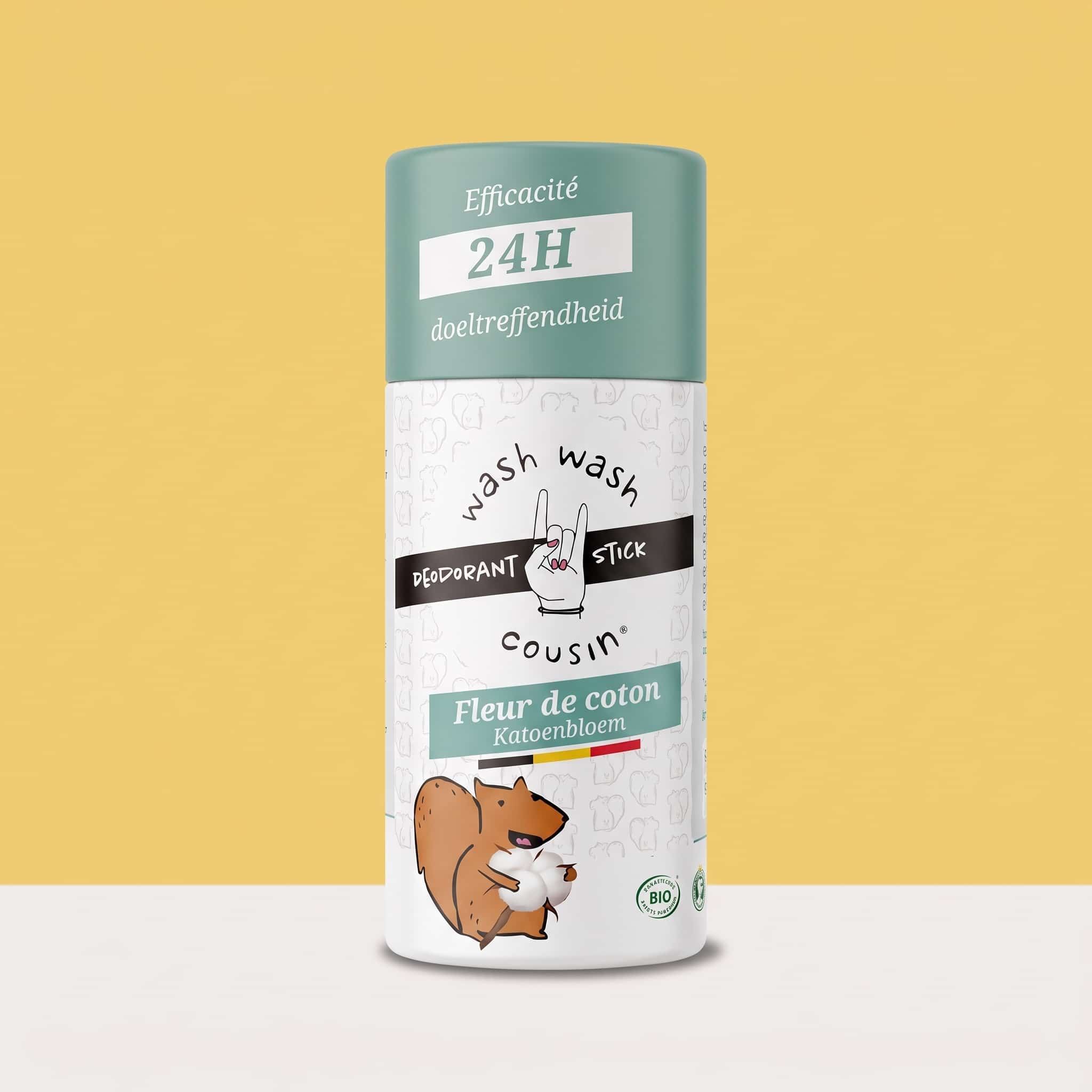 Déodorant stick solide enfant fleur de coton Wash Wash Cousin